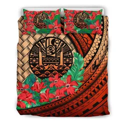 Tahiti Bedding Set - Lauhala Polynesian Hibiscus Red A24