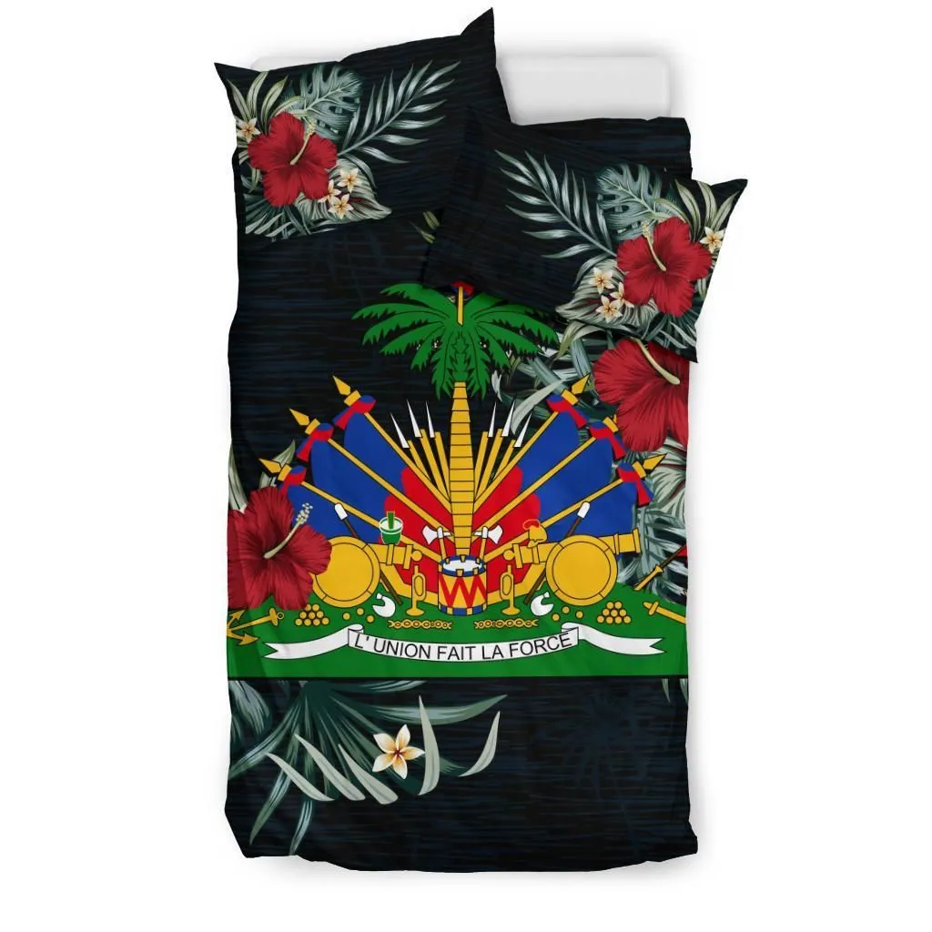 Haiti Hibiscus Coat of Arms Bedding Set