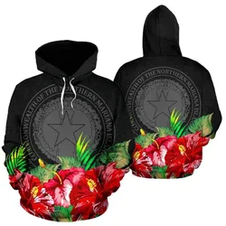 Northern Mariana Islands Polynesian Hoodie Black Hibiscus - BN39