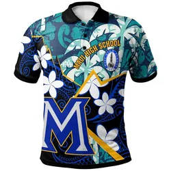Hawaii Custom Personalised Polo Shirt - Maui High School Plumeria with Polynesian Pattern LT10
