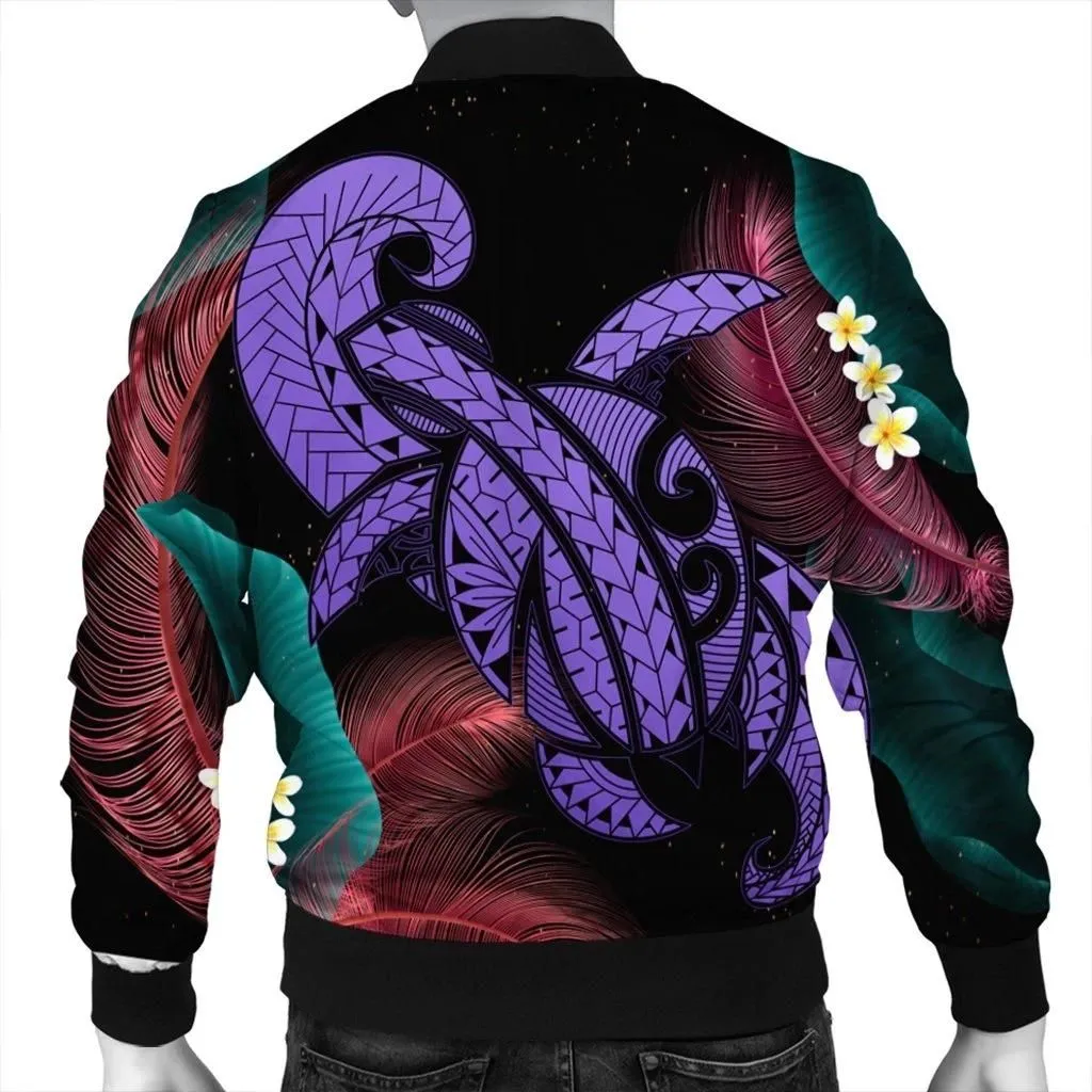 Alohawaii Jacket - Hawaii Turtle Polynesian Tropical Bomber Jacket - Ghia Style Purple - AH - J4R