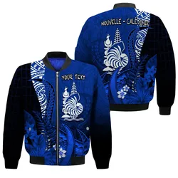 (Custom Personalised) New Caledonia Bomber Jacket Nautilus Blue Polynesian Hibiscus LT13