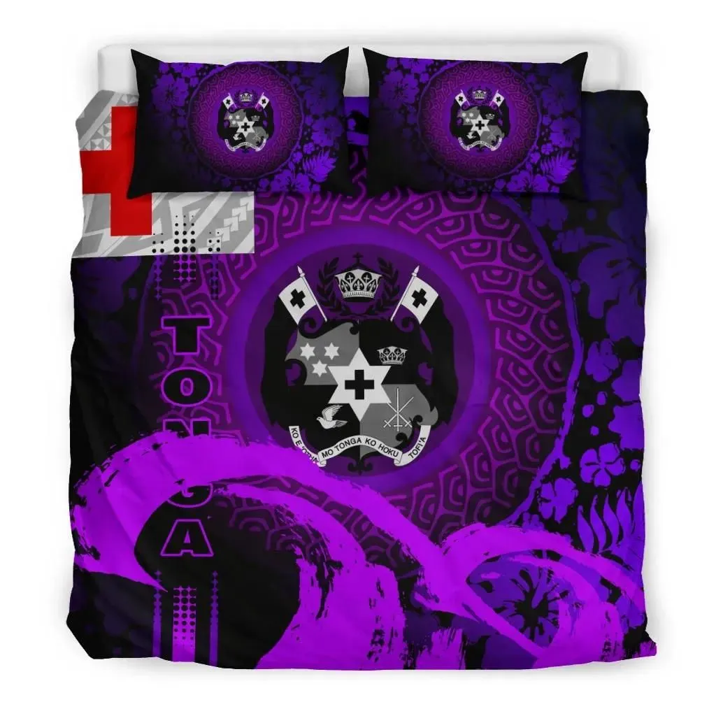 FamilyGater Bedding Set - Cover and Pillow Cases Tonga - Hibiscus And Wave Purple K7