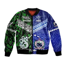 (Custom Personalised) Samoa And New Zealand Bomber Jacket Together - Green LT8