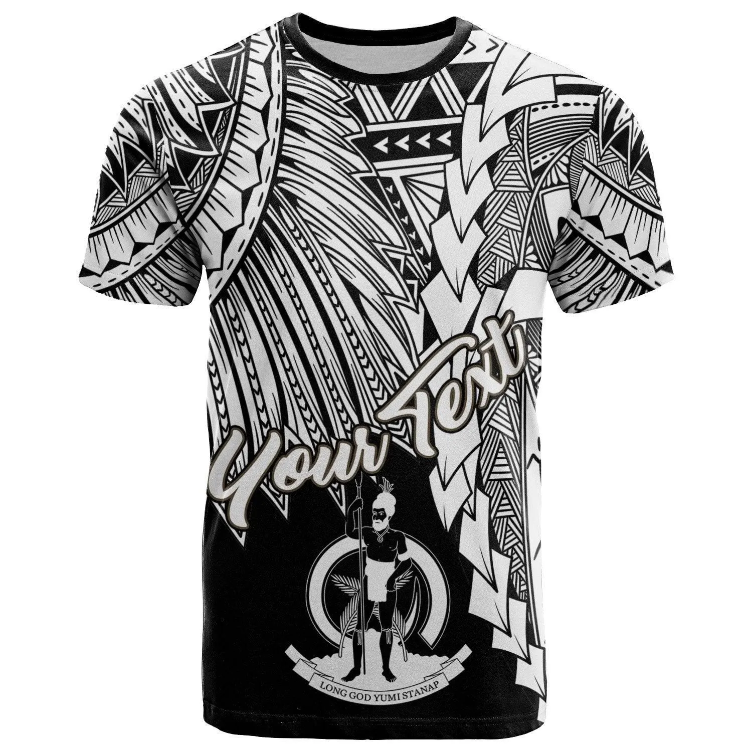 Vanuatu Polynesian Custom Personalised T-Shirt - Tribal Wave Tattoo White