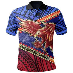 American Samoa Polynesian Polo Shirt - Eagle Tattoo Pattern