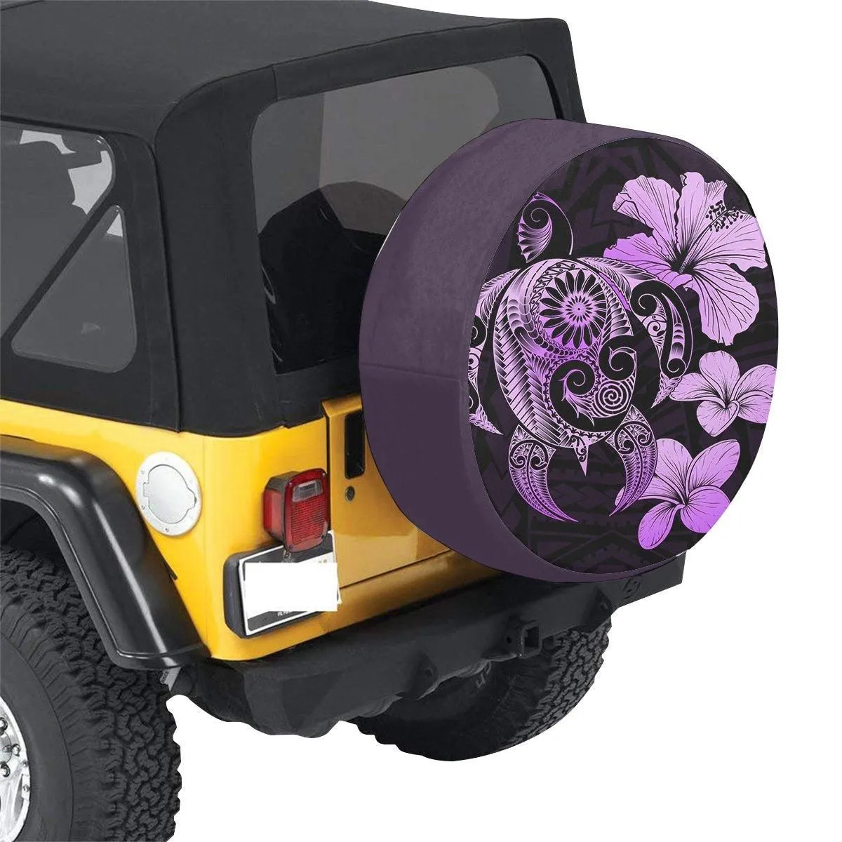 Hibiscus Plumeria Mix Polynesian Turtle Violet Spare Tire Cover AH