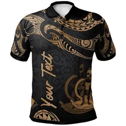 Vanuatu Polynesian Custom Personalised Polo Shirt - Poly Tattoo Gold Version