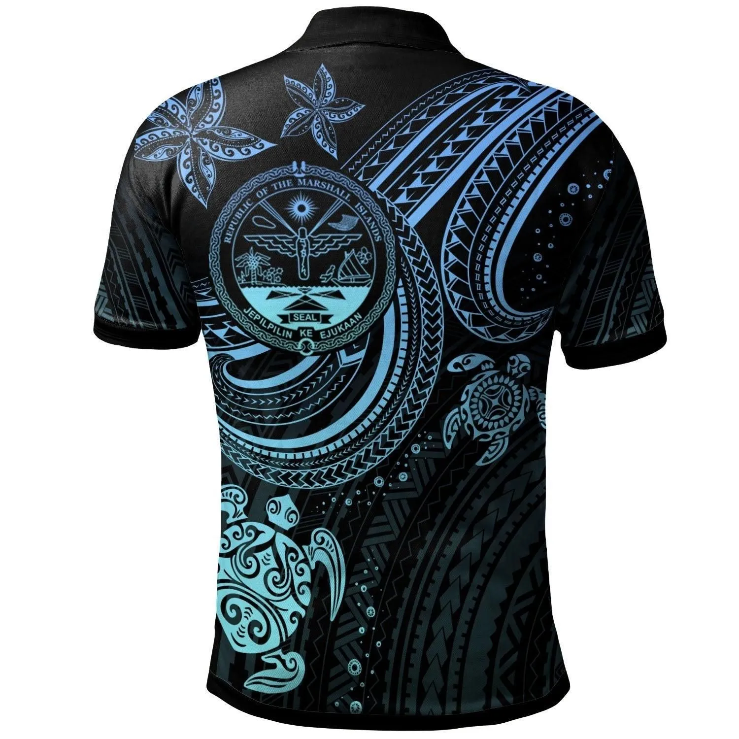 Marshall Islands Custom Personalised Polo Shirt - Coat Of Arm with Blue Turtle