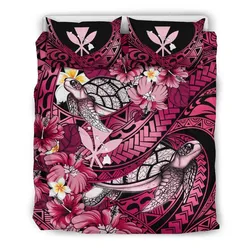 Kanaka Maoli (Hawaiian) Bedding Set - Waves Polynesian Turtle Hibiscus (Pink) A24