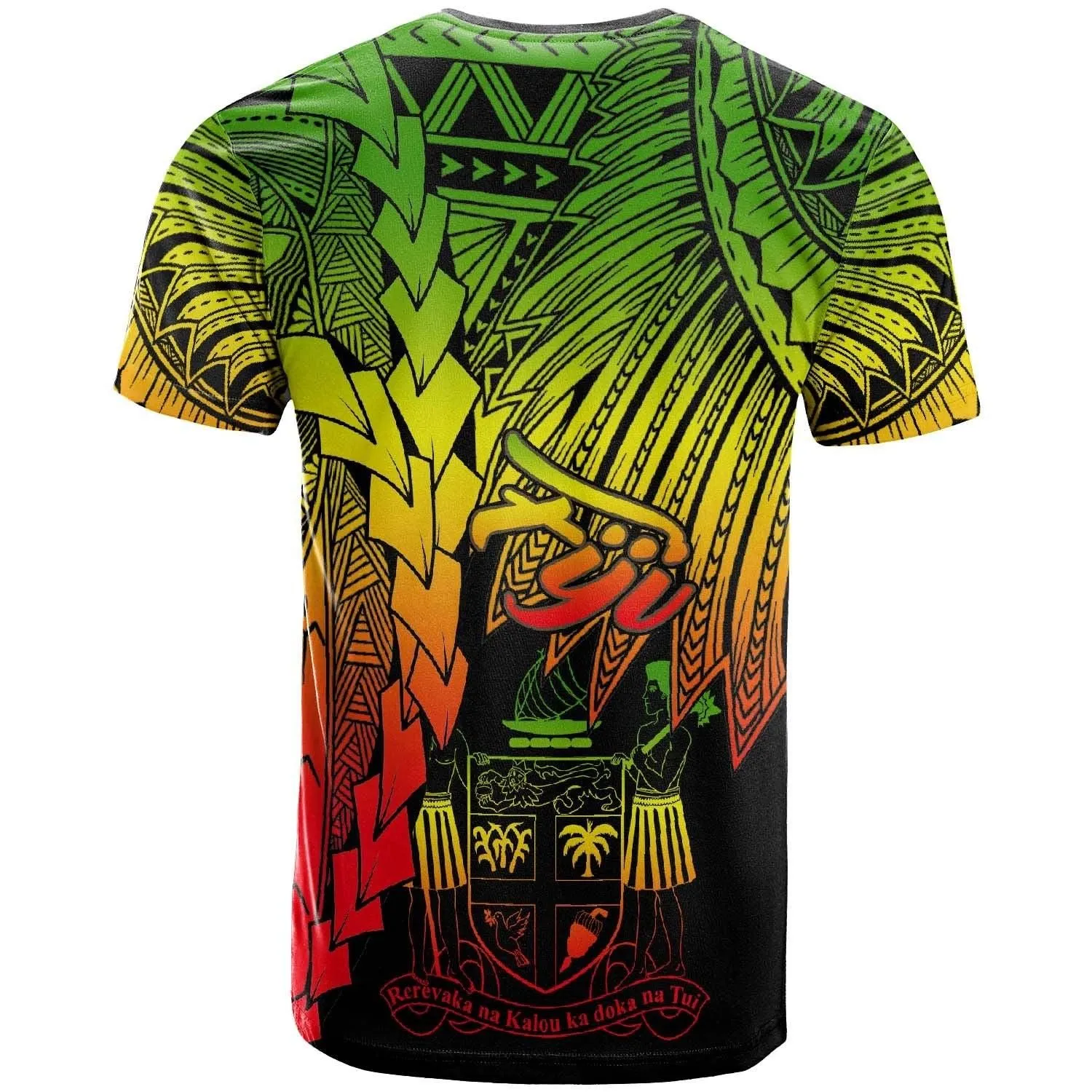 Fiji Polynesian T-Shirt - Tribal Wave Tattoo Reggae