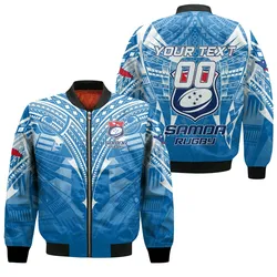 (Custom Personalised) Samoa Rugby Toa Samoa Blue Style Bomber Jacket - LT2