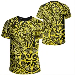 Polynesian Hawaiian Style Tribal Tattoo Yellow T-Shirt