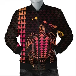 Alohawaii Jacket - Hawaiian Map Kakau Turtle Polynesian Bomber Jacket - Orange - AH - J4R