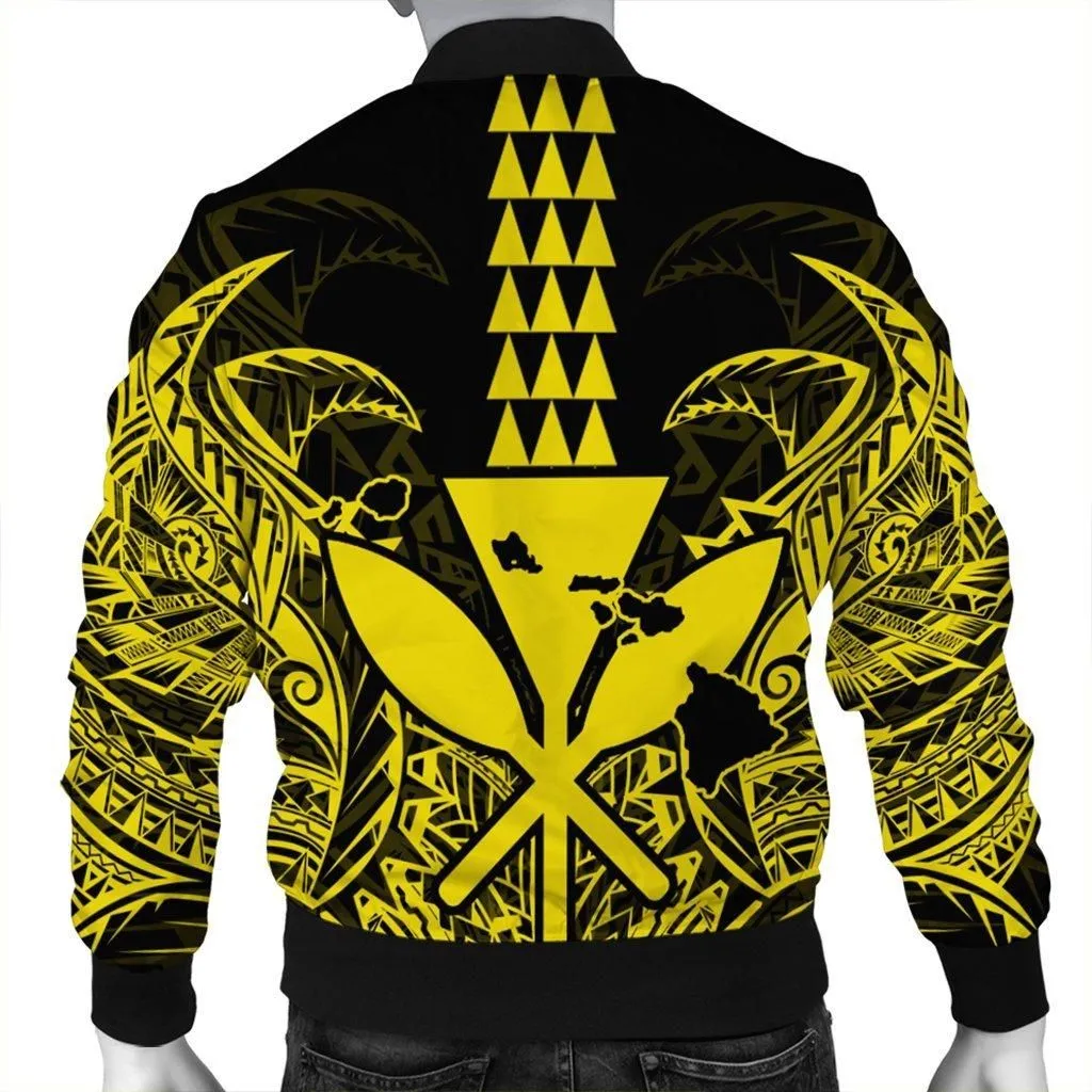 Hawaii Polynesian Kanaka Kakau Bomber Jacket - Alan Style Yellow - AH