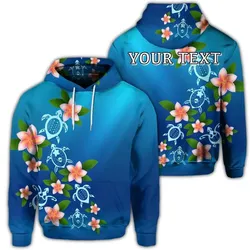 Alohawaii Hoodie - (Personalised) Hawaiian Tuttle And Plumeria Flower In The Sea Polynesian Hoodie - AH - JR