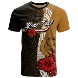 Pohnpei Micronesia Custom Personalised T-Shirt - Coat Of Arms With Hibiscus Gold - BN12