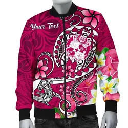 Tonga Custom Personalised Mens Bomber Jacket - Turtle Plumeria (Pink)