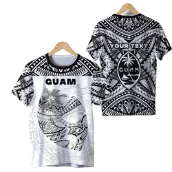 (Custom Personalised) Guam Rugby T Shirt Polynesian Patterns - White LT16