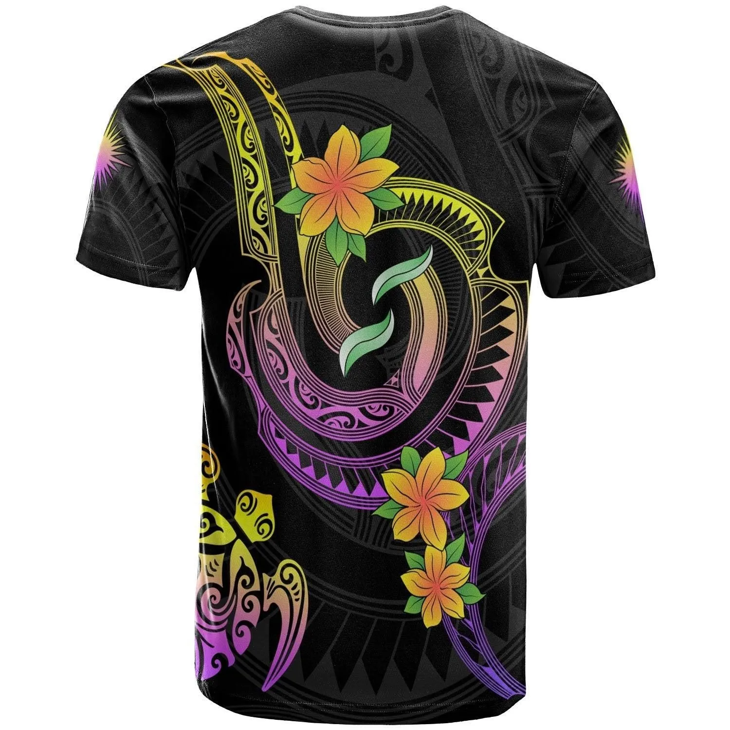 Marshall Islands Custom Personalised T Shirt - Plumeria Flowers with Spiral Patterns