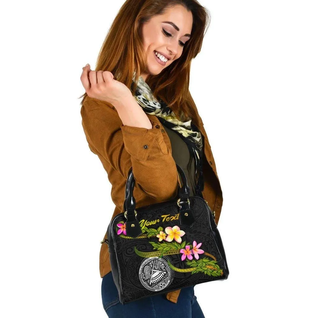 American Samoa Polynesian Custom Personalised Shoulder Handbag - Plumeria Tribal