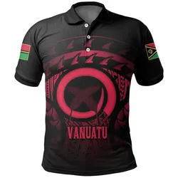 Vanuatu Turtle Hibiscus Polo Shirt (Red)