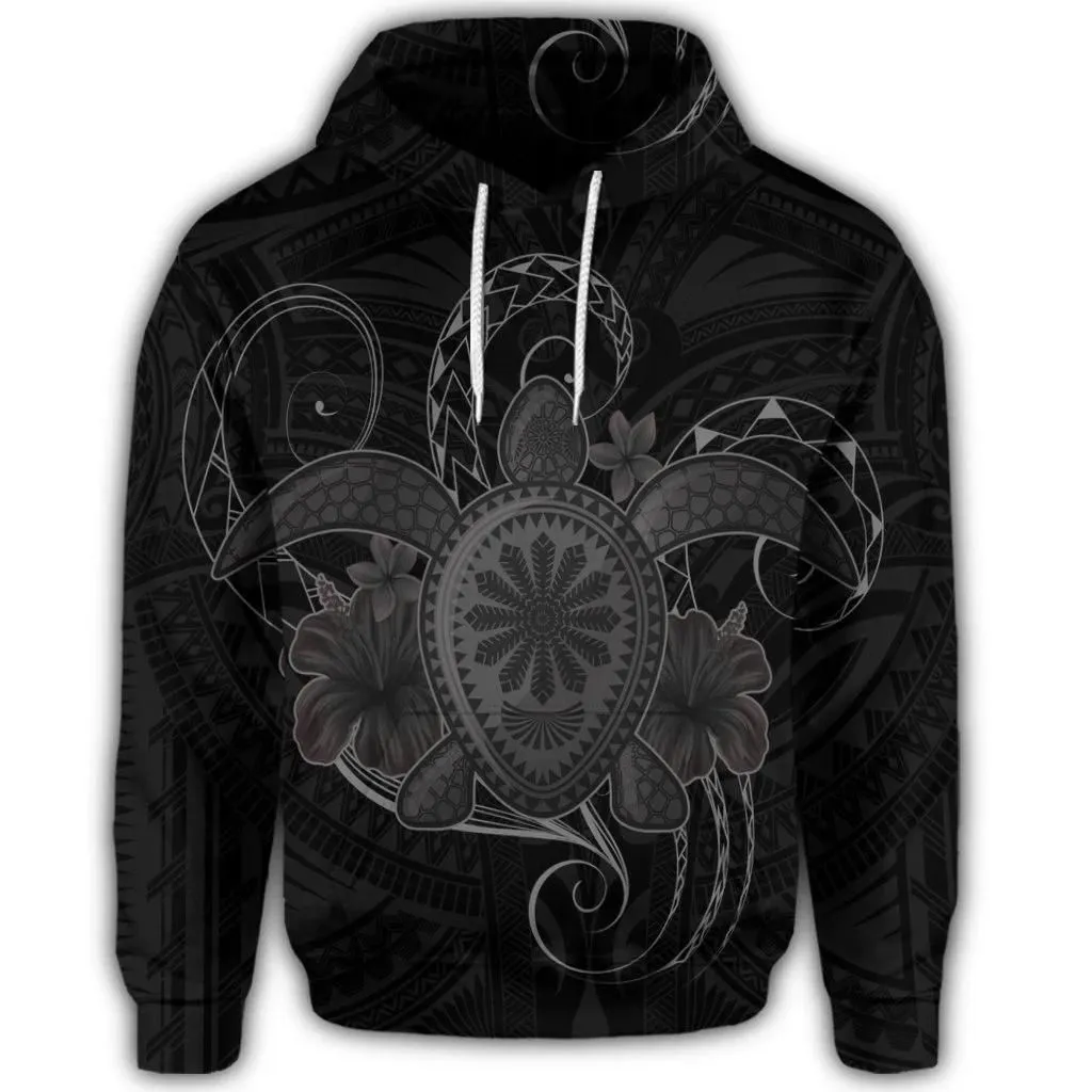 Alohawaii Hoodie - Hawaiian Turtle Hibiscus Polynesian Hoodie - Full Style - Gray - AH - J4R