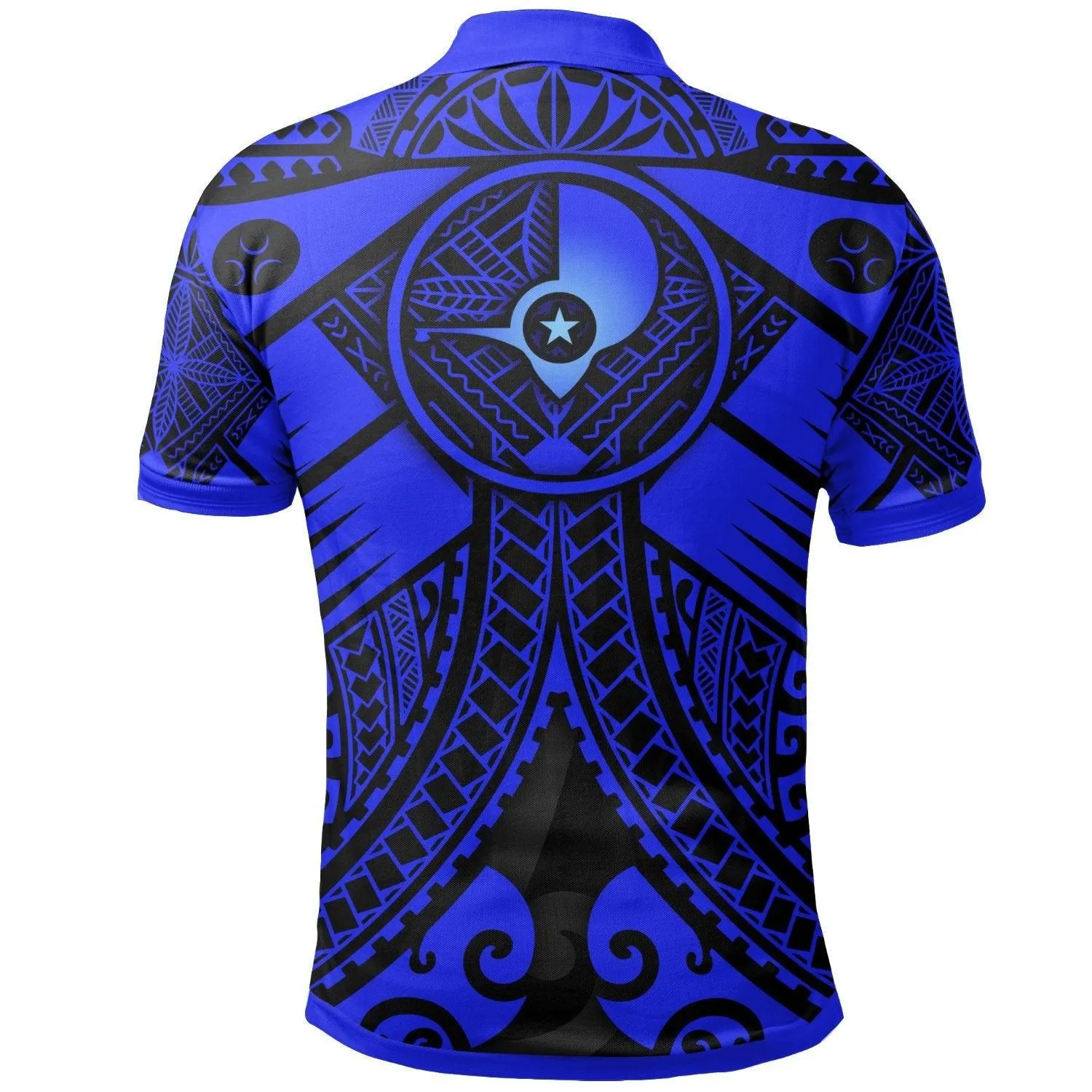 YAP Polo Shirts - Blue Seal with Polynesian Tattoo
