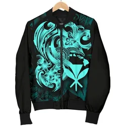 Polynesian Hawaii Men's Bomber Jacket - Kanaka Maoli Blue Turtle - BN12