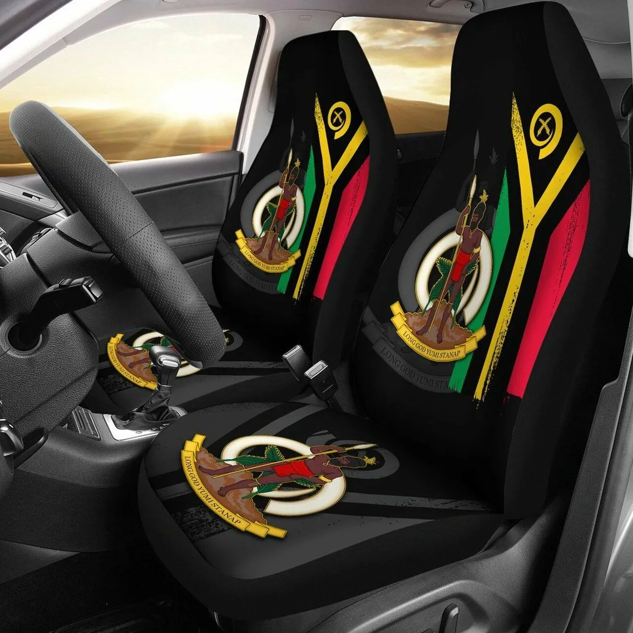 Vanuatu Flag Coat Of Arm Car Seat Cover - J4