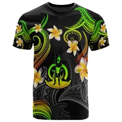 Vanuatu T-shirt - Custom Personalised Polynesian Waves with Plumeria Flowers (Reggae)