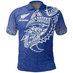 Maori Tattoo Polo Shirt Polynesian Style Blue