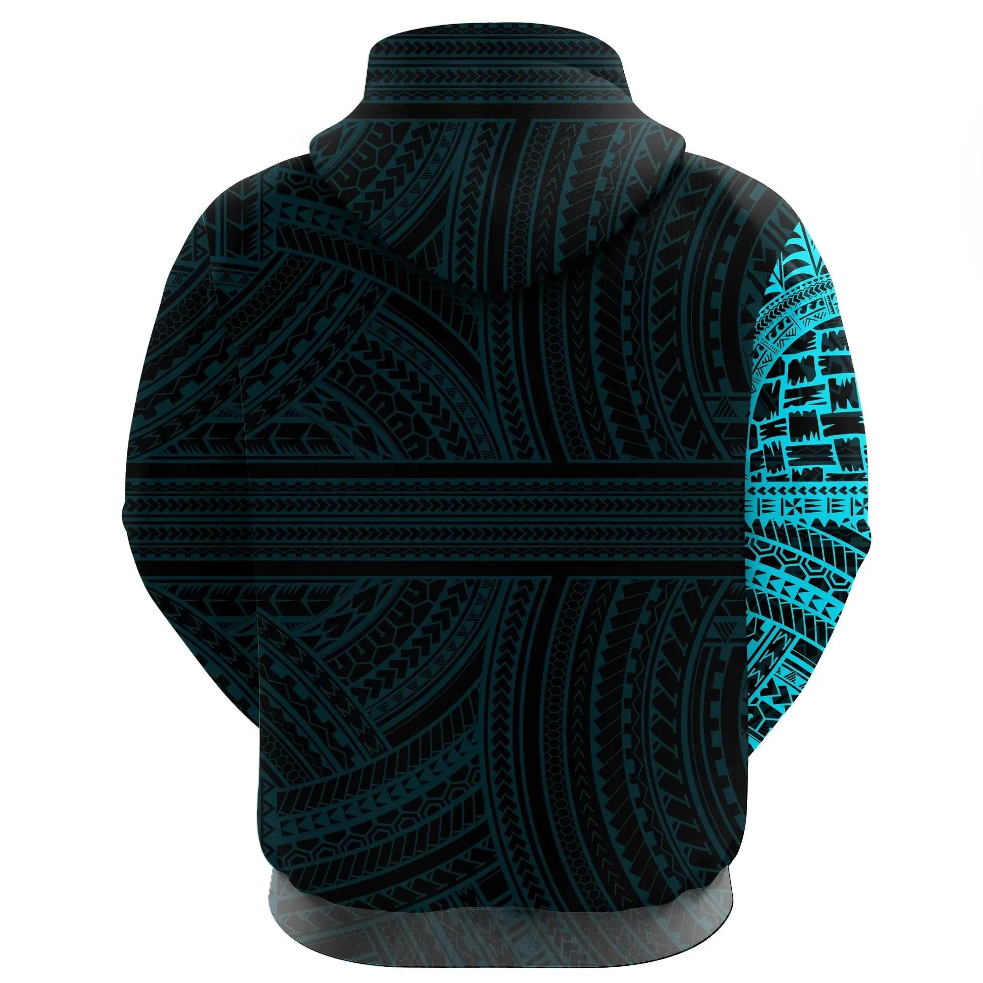 Alohawaii Clothing - Hoodie Polynesian Tattoo Style Cyan A27