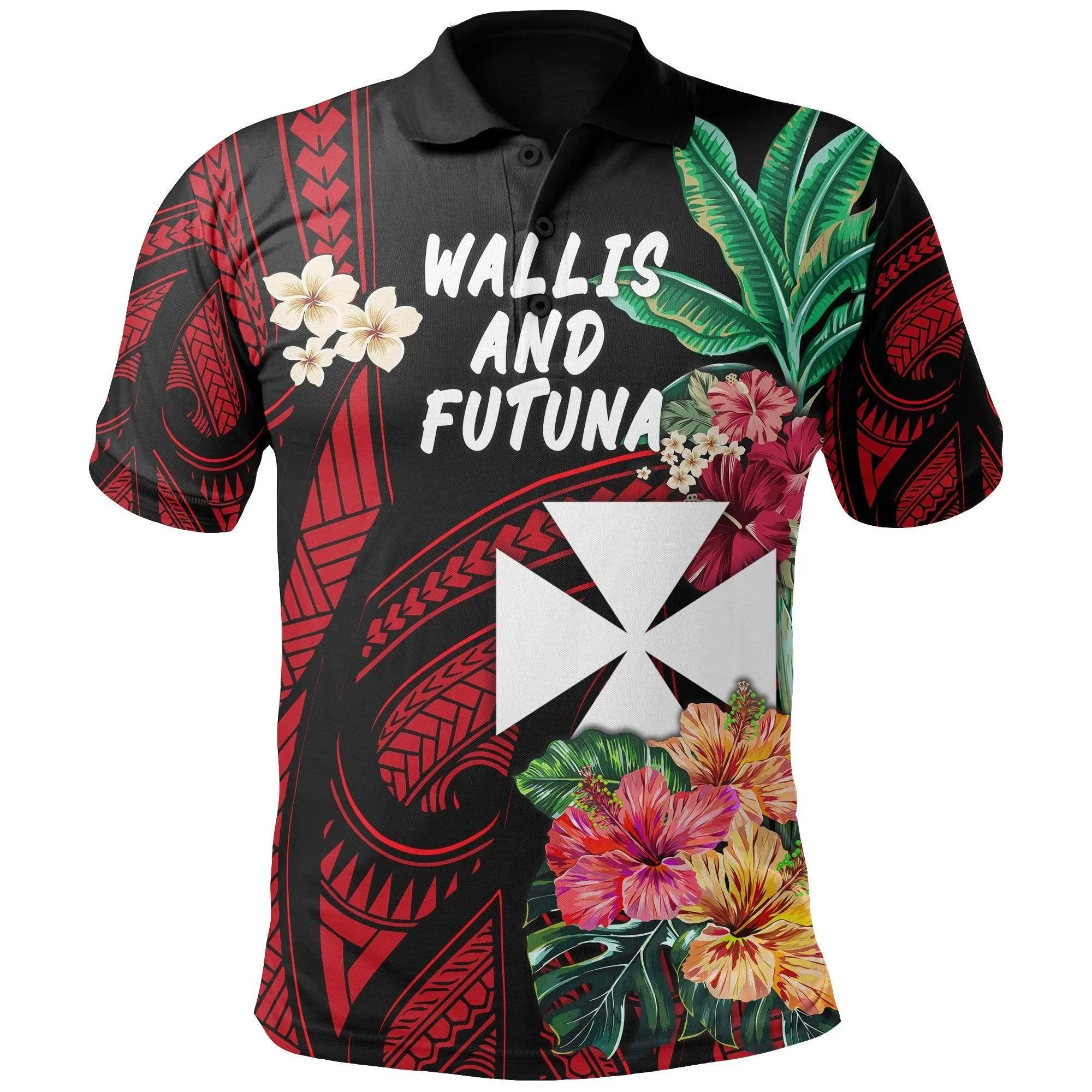 (Custom Personalised) Wallis and Futuna Polo Shirt Rugby - Custom Text and Number