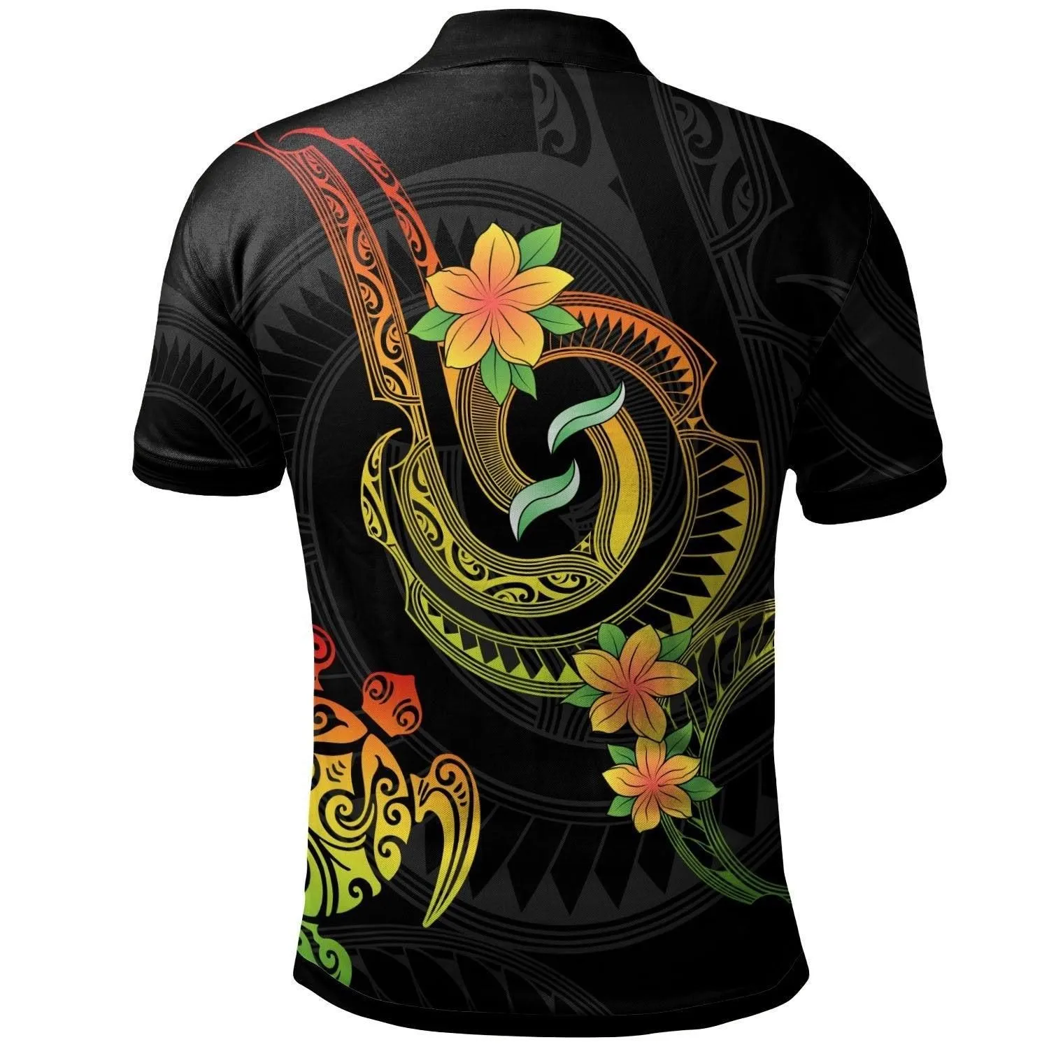 Polynesian Custom Personalised Polo Shirt - Reggae Plumeria Flowers with Polynesian Patterns