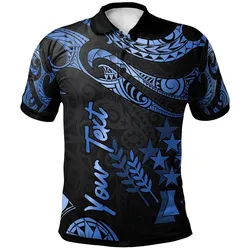 Kosrae Micronesia Custom Personalised Polo Shirt - Poly Tattoo Blue Version