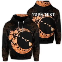(Personalised) Hawaiian Map Hibiscus Turtle Polynesian Moon Hoodie Orange