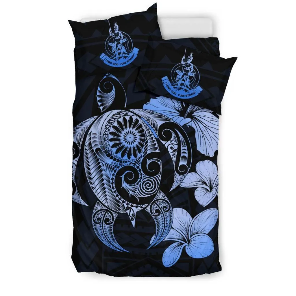 FamilyGater Bedding Set - Cover and Pillow Cases Vanuatu Islands Hibiscus Plumeria Mix Polynesian Turtle Blue J1