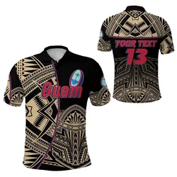 (Custom Personalised) Guam Rugby Polo Shirt Impressive Version Golden - Custom Text and Number