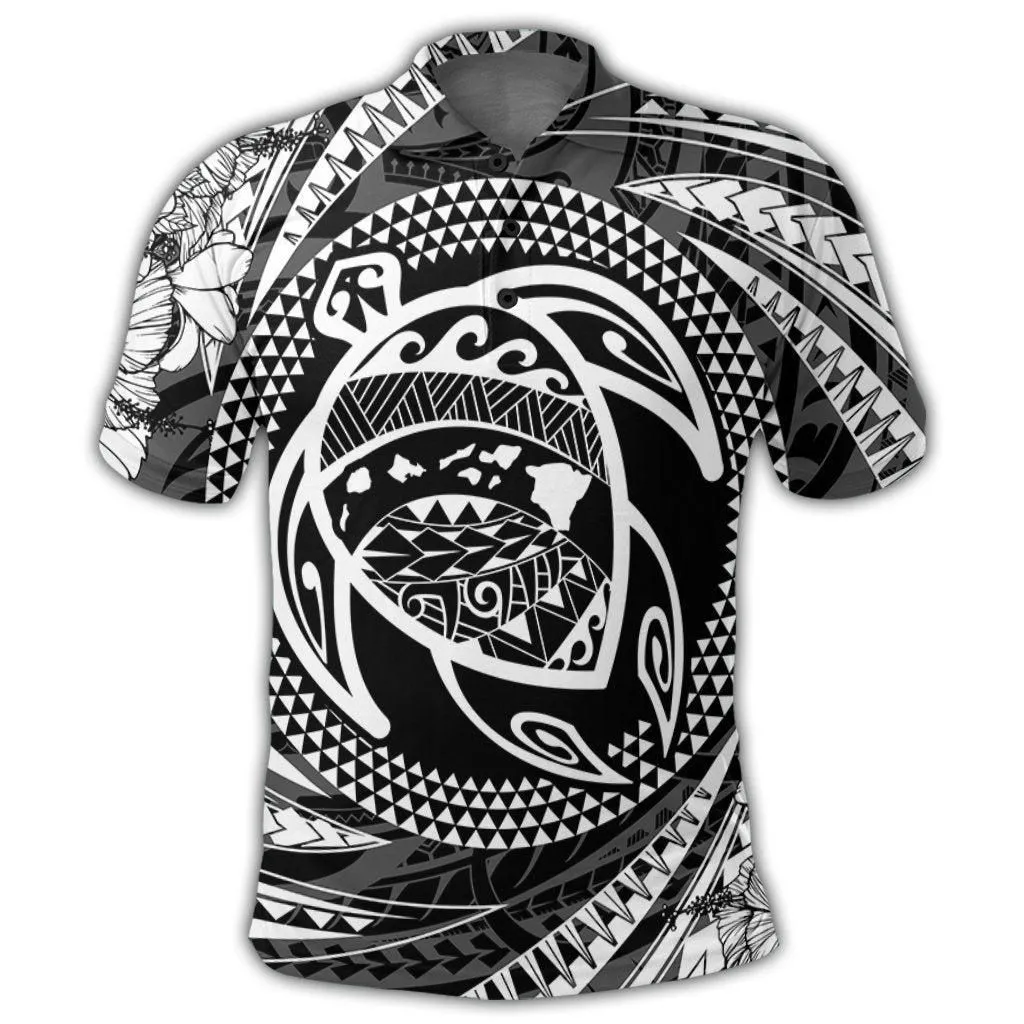Hawaiian Kanaka Honu Hibiscus Tornando Polynesian Polo Shirt