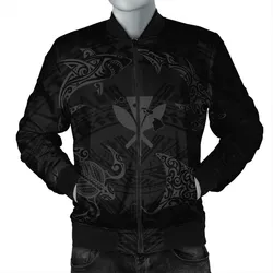 Polynesian Turtle Hammerhead Shark Ray Kanaka Hawaii Bomber Jacket Circle Grey - AH