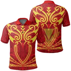 Hawaii Kanaka Polynesian Football Jersey Polo Shirt - Red And Yellow - Bernice