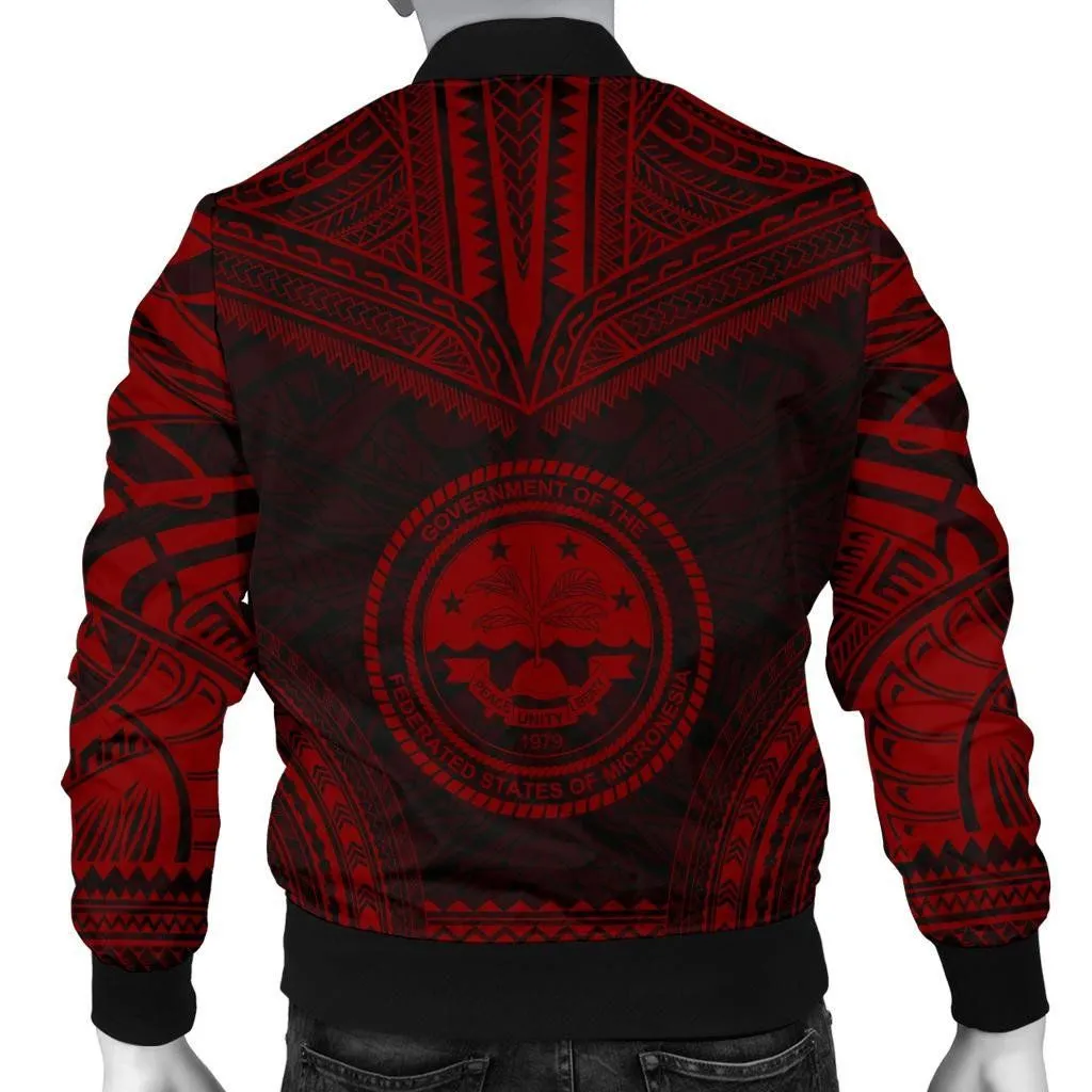 Federated States Of Micronesia Polynesian Chief Men's Bomber Jacket - Red Version - Bn10