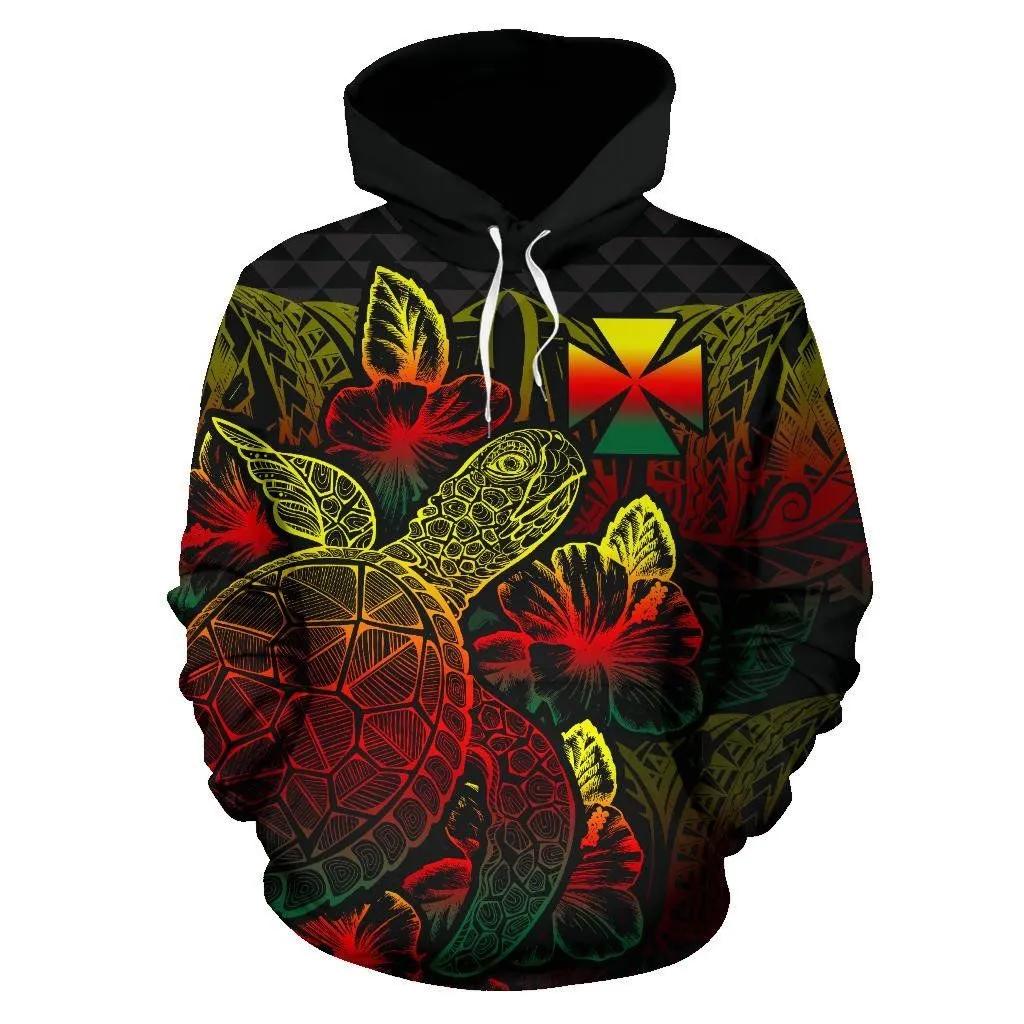 Wallis And Futuna Polynesian Hoodie Turtle Hibiscus Reggae - BN39