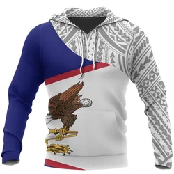 American Samoa Pullover Hoodie - American Samoa Flag Polynesian Tattoo