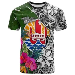 Tahiti T-Shirt White - Turtle Plumeria Banana Leaf - BN11