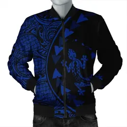 Alohawaii Jacket - Hawaiian Map Gecko Tattoo Kakau Polynesian Bomber Jacket Blue AH - J0R