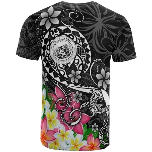 Hawaii Polynesian T-Shirts - Hawaii Seal With Turtle Plumeria (Black)