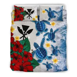 FamilyGater Bedding Set - Cover and Pillow Cases Kanaka Maoli (Hawaiian) - Aloha Sea Turtles Hibiscus A24