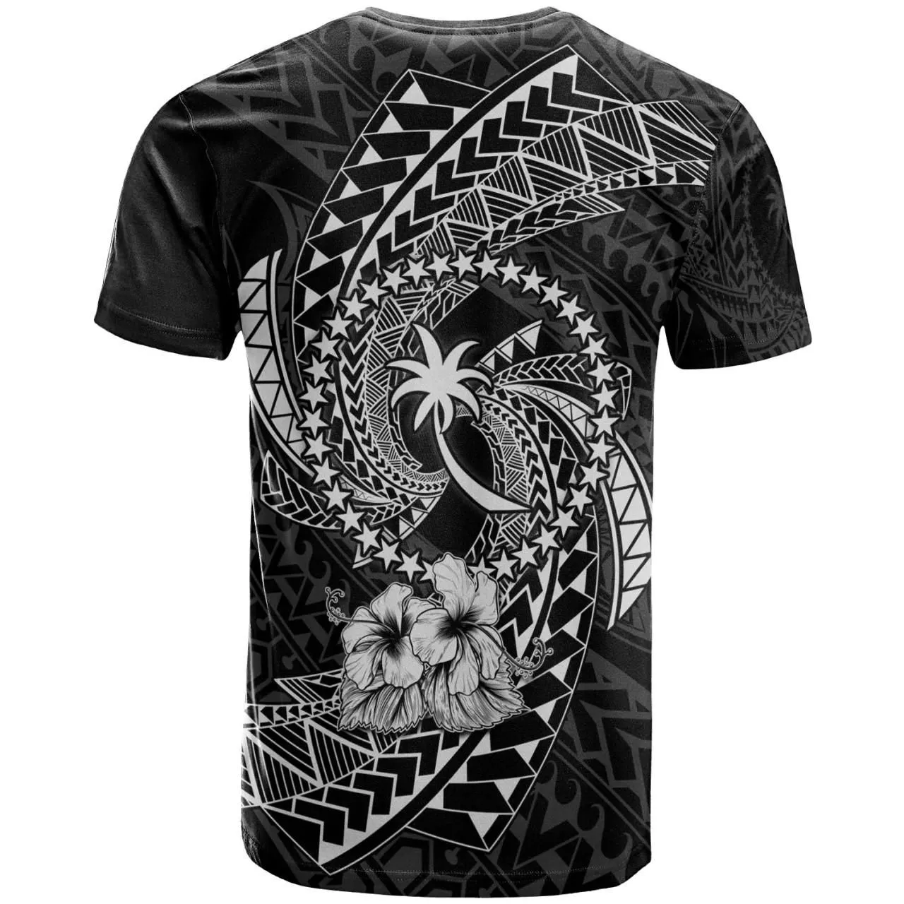 Chuuk Micronesian Custom Personalised T-Shirt White - Spiral Pattern Hibiscus